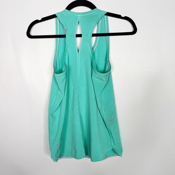 Ivivva by Lululemon Girls 12 Teal Green Split Back Keyhole Racerback Tank Scoop - Picture 2 of 7